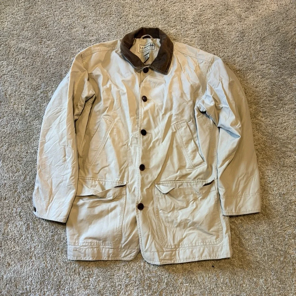 Vintage L.L.Bean Barn Coat Men's M Tan Corduroy Chore Field Hunting Utility